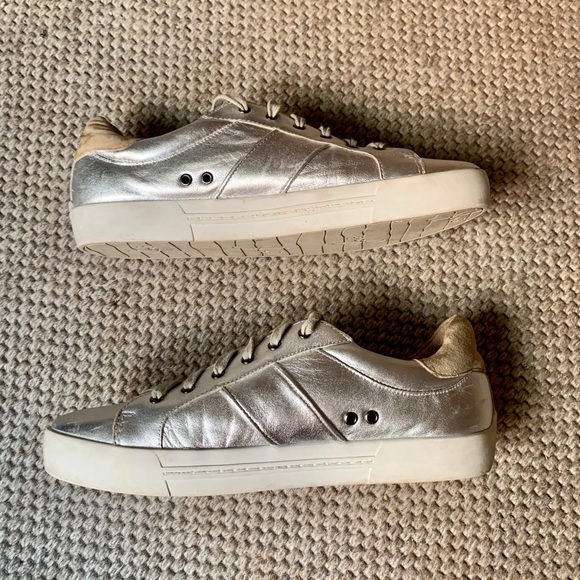 JOIE SILVER LEATHER SNEAKERS - Picture 3 of 7